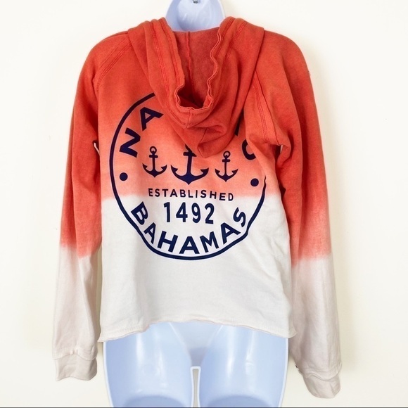 NEW NWT EXIST Tie Dye Ombré Dipped Hoodie Sweatshirt Cropped Coral White Small - Picture 5 of 9